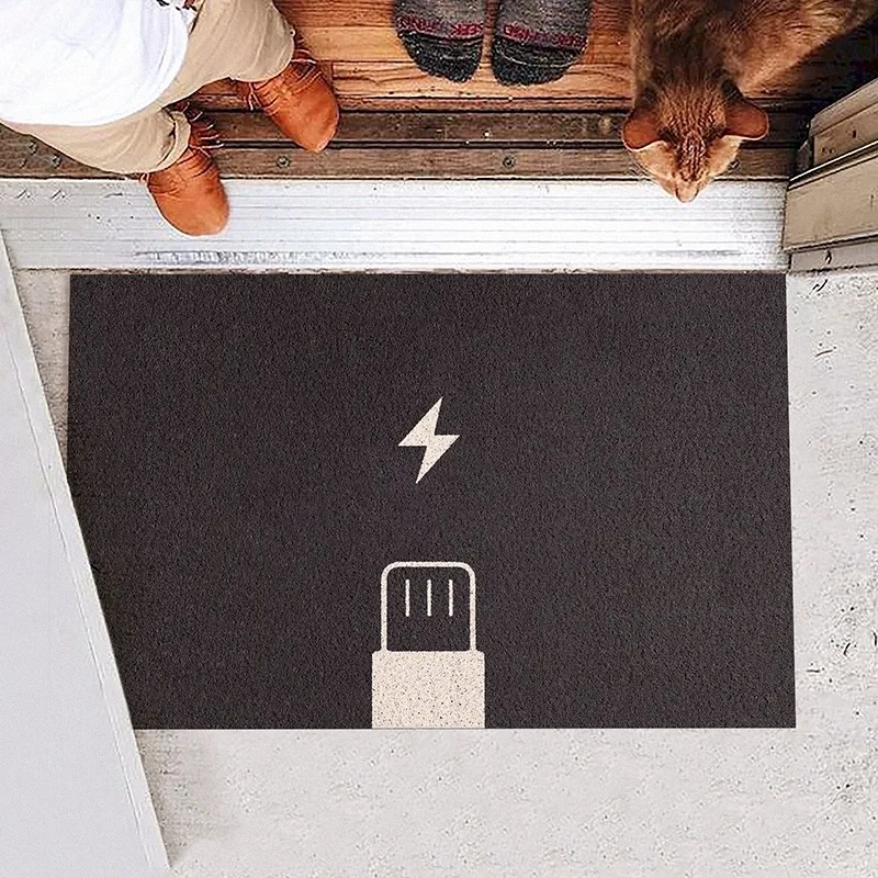 Modern Creative Phone Charging Doormat Doorway Porch Silk Loop Door Entrance Mat Household Carpet Floor Mat Nordic Kitchen Rugs