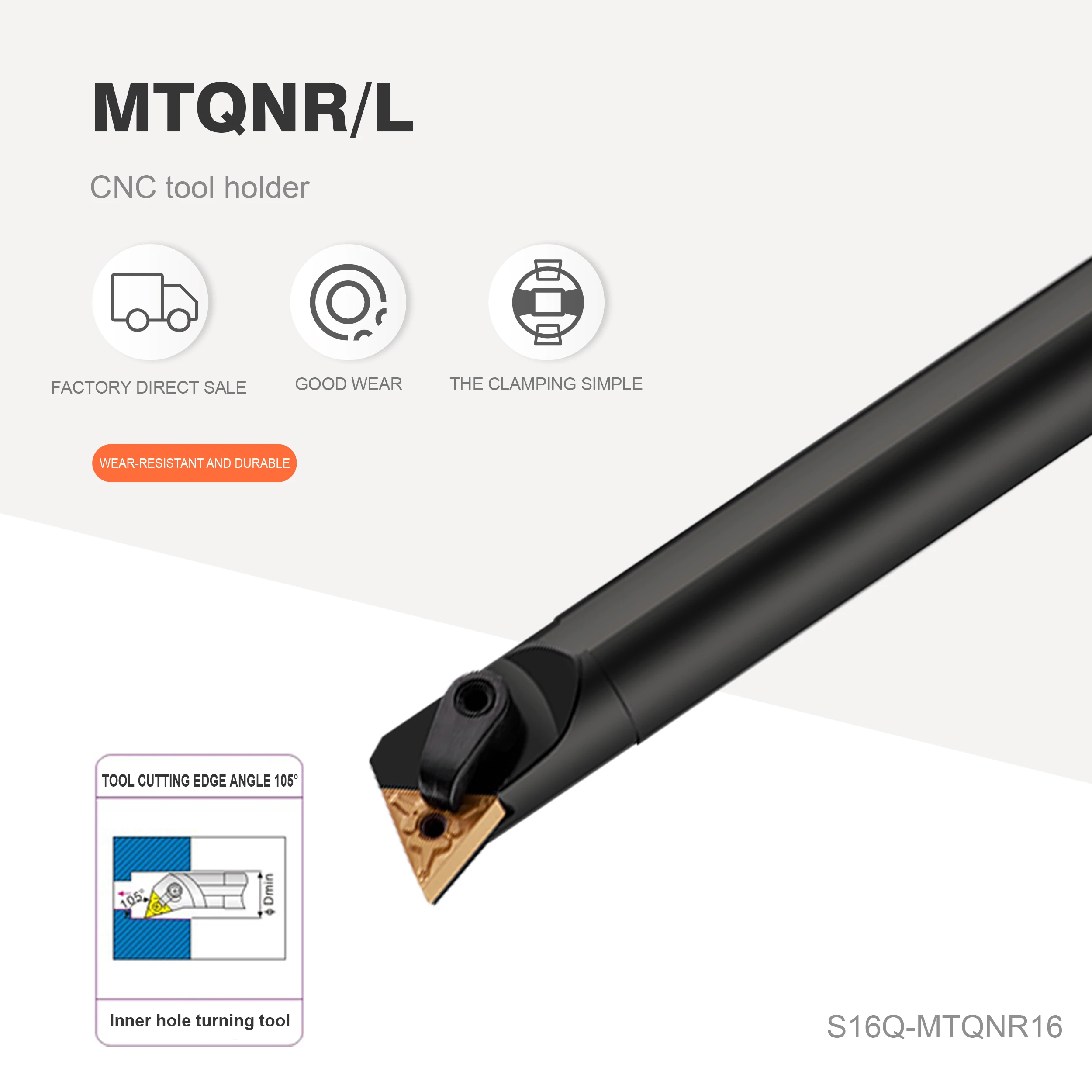 

S16Q-MTQNR16 S32T-MTQNR16 S25S-MTQNR16 Internal turning tool holder Carbide insert TNMG160408 Lathe cutting tool combination