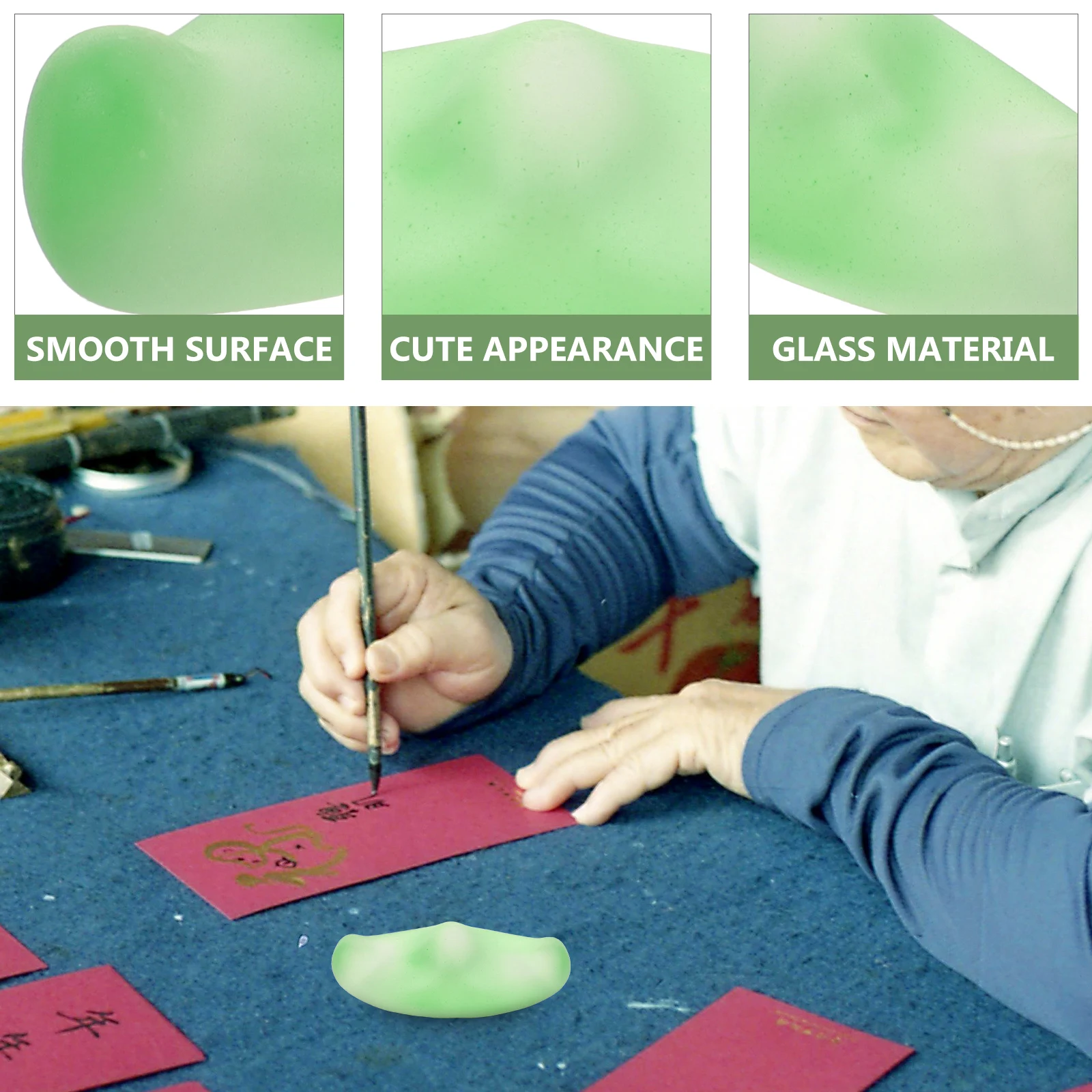 

Glass Pen Rest Aesthetic Calligraphy Rack for Writing Painting Green Color Art Supplies Paint Rest Calligraphy Pen Holder