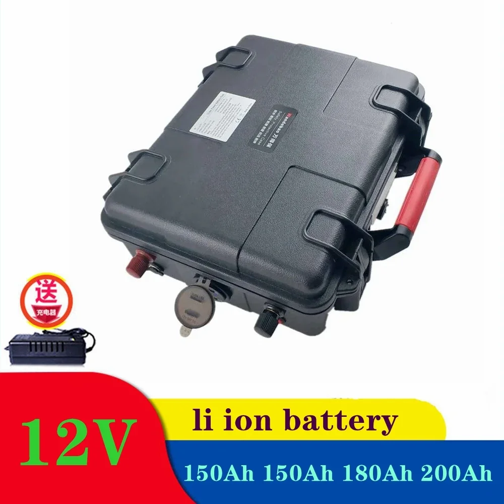 Ultra-large capacity 12V 200AH 160Ah 150AH 180Ah Lithium Battery for boat engine solar panel power li-ion lbs waterproof case