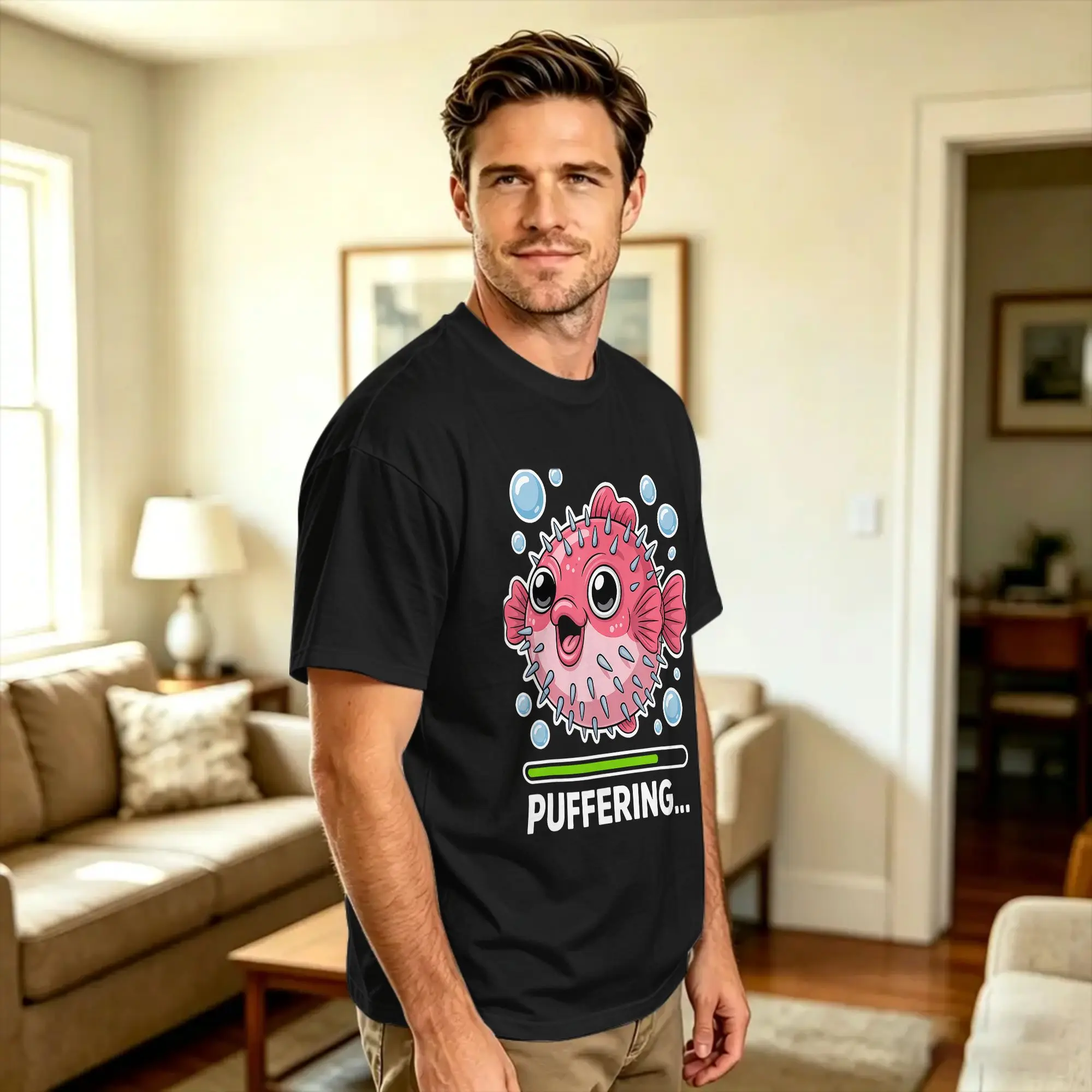 Men Women T Shirt Pufferfish Puffering Blowfish Funny Pufferfish T Shirts Hip Hop  Summer Tees Y2K Funny Cotton Tops Gift