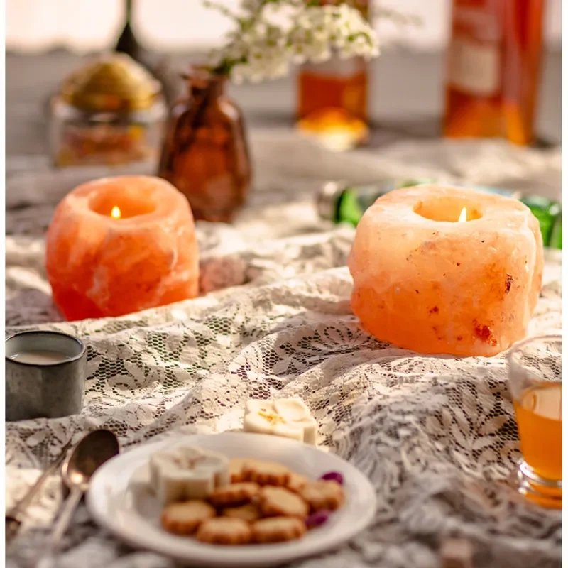 Nordic Candle Stand Natural Rose Mineral Salt Incense Holder Romantic Dinner Candlelight Lamp Versatile Scene Decorative Gifts