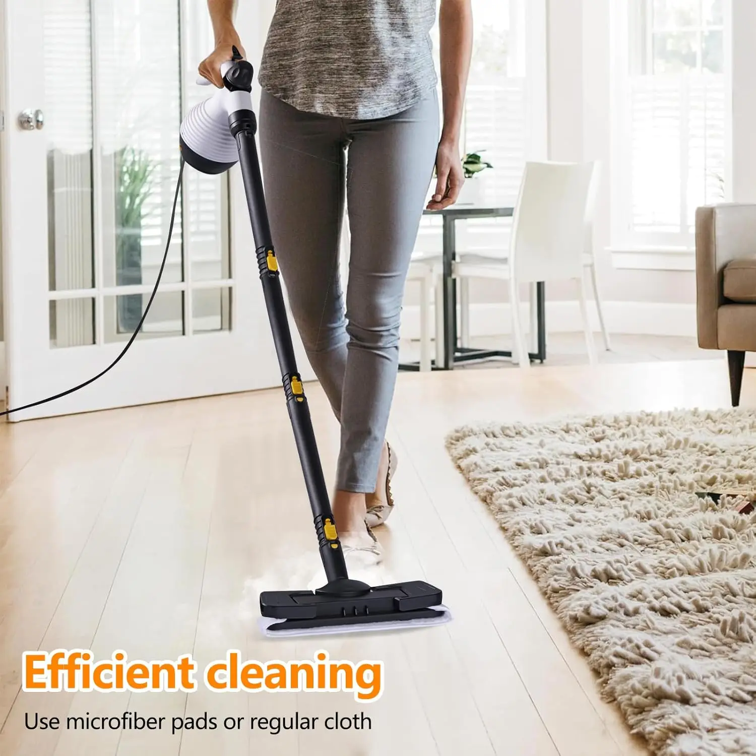 휴대용 스팀 청소기, 16개의 액세서리 및 안전 잠금 장치 포함, 가정용 스팀 청소기, 바닥 청소용 다목적