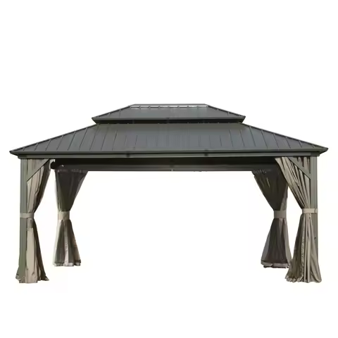 Aluminum Gazebo with Galvanized Steel Canopy for Outdoor Patio Deck Lawn