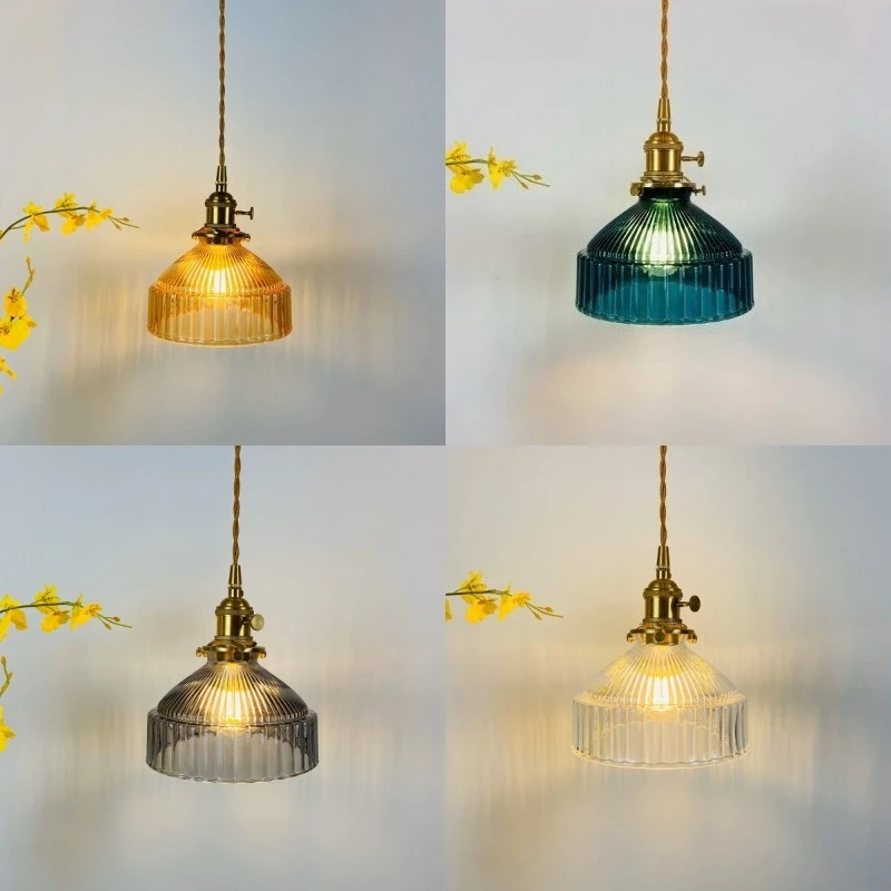 

Nordic Retro Wrought Iron Glass Chandelier Bar Restaurant Bedside Lamp Creative Personality Cafe Bedroom Lights