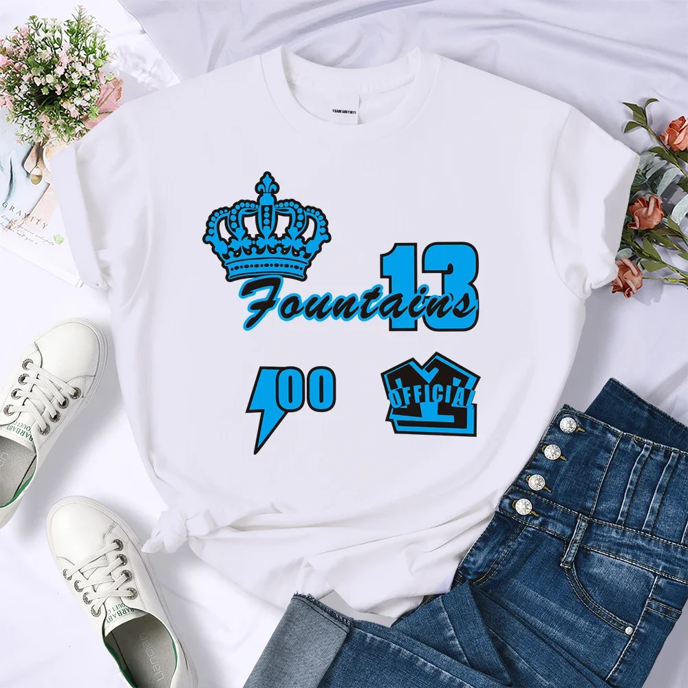 Summer Short Sleeve Soft Street  Clothes Sport Comfortable Female Sportswear Blue Crown 17 Creative Print Tee Shirts Fashion