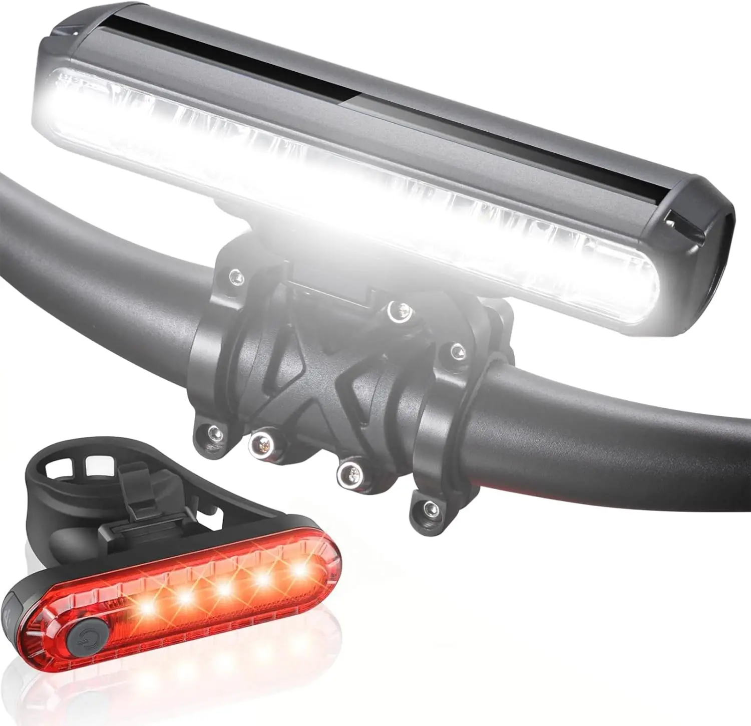 

Ultra Bright USB Rechargeable Bike Lights, Aluminum Front & Rear LED Lights for Night Riding, Waterproof Mountain Bike Light Set