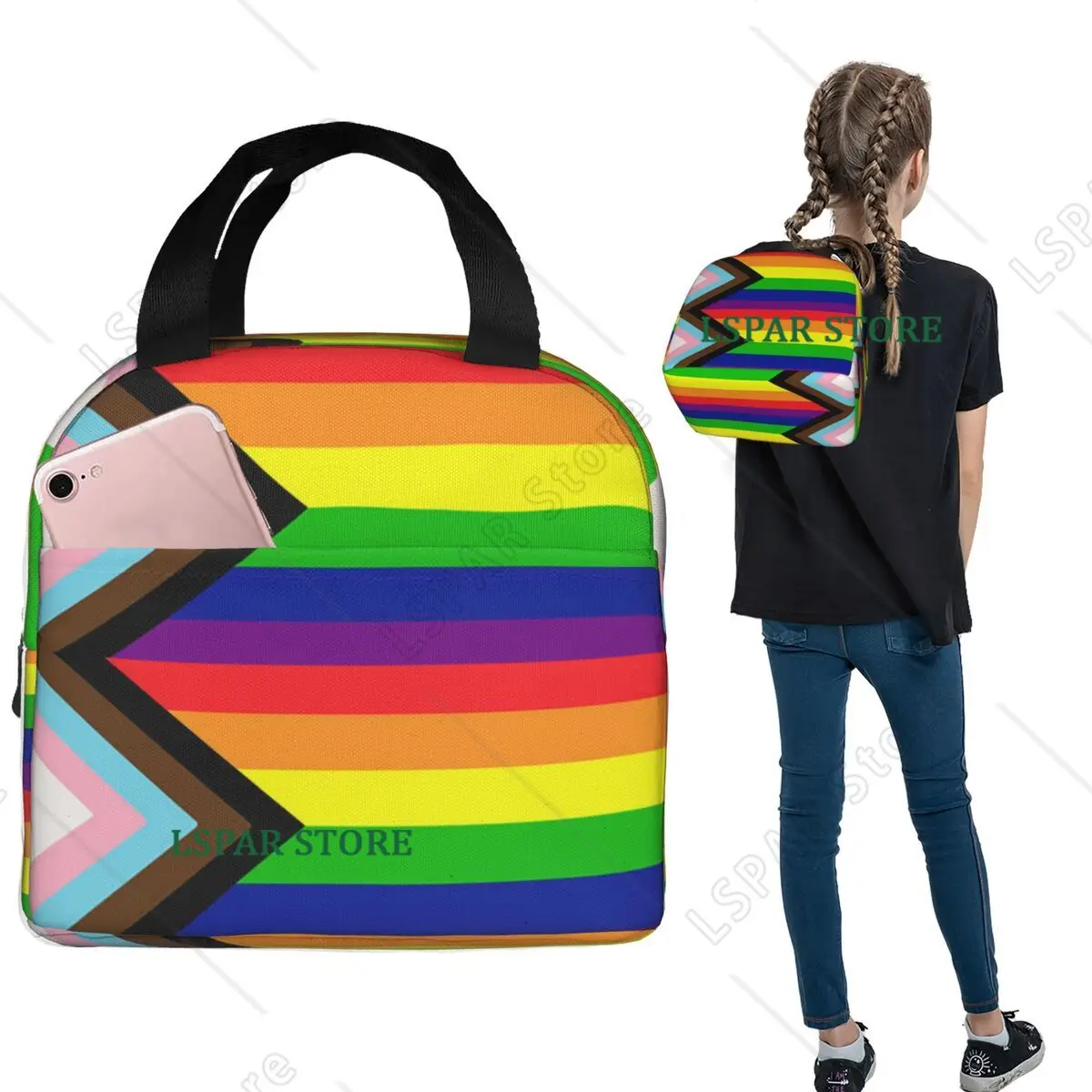

Новая термосумка для обедов с изображением радужного флага гей-прайда (ЛГБТК) для женщин и детей, портативный термоконтейнер для еды, сумка-тоут