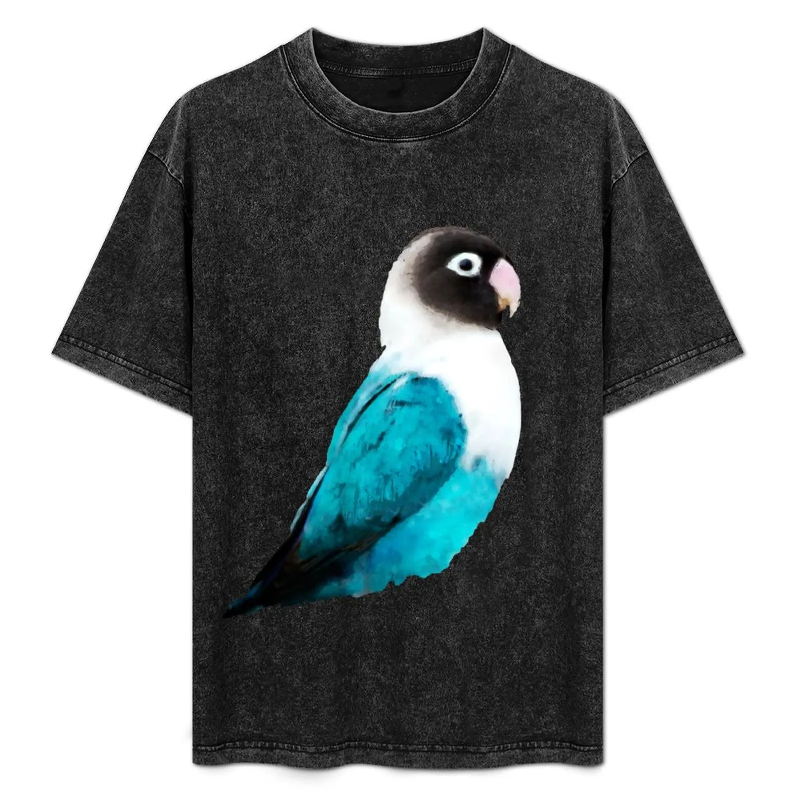 

Dramabite Masked Lovebird, Black-masked Lovebird, Collared Lovebird (Agapornis personatus)Blue Parrot Bird T-Shirt