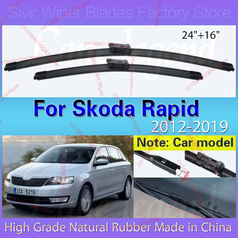 

For Skoda Rapid 2012 - 2019 NH Sedan Hatchback Spaceback Wiper Front Wiper Blades Windshield Windscreen Window Rain Brush 24"16"