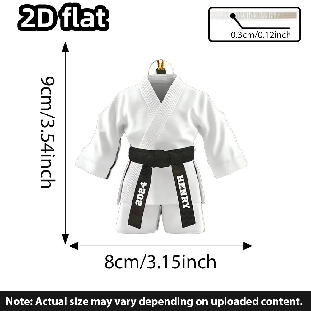 Customized karate belt color with personalized 2D decoration. Karate outfit for sports enthusiasts. Christmas tree ornament. Cre