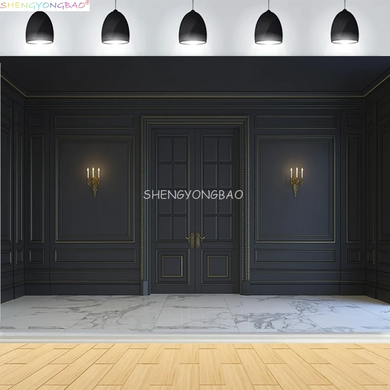 

Interior Wall And Floor Mouldings Photography Backdrops Retro Joinery Wood Paneling Palace Wedding Photo Background OR-11