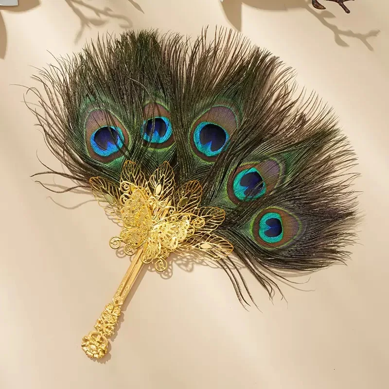Peacock feathers Holding Fan Props Wedding Fan Home Decoration Performance Taking Photos Streaming Internet Ostrich Feather Fan