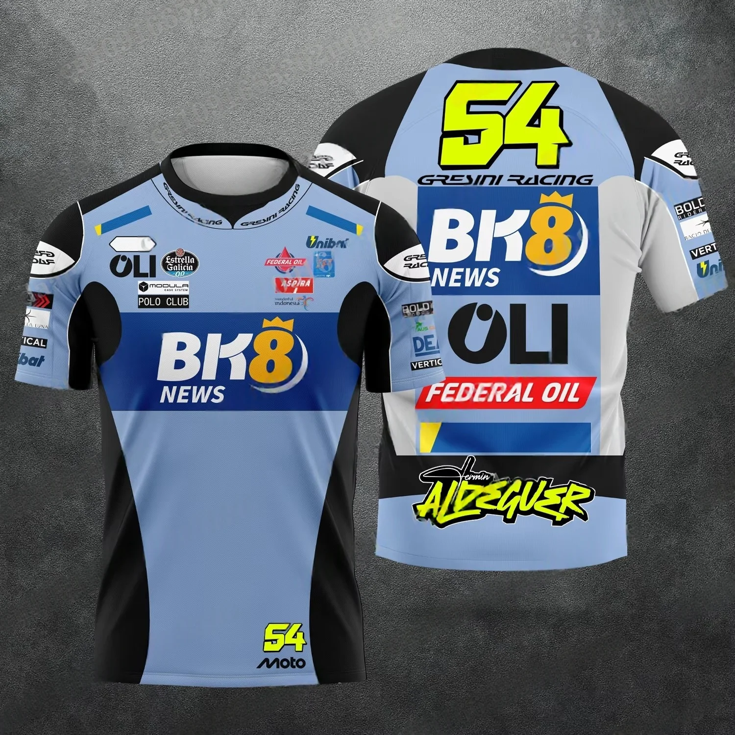 

2025 Summer New Motorcycle GP Newcomer Fermin Aldeguer # 54 Motorcycle Riding Top Breathable Quick Drying Short Sleeve T-Shirt