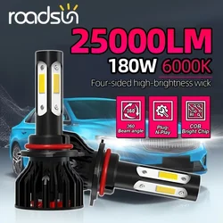 4-sided Car Lamps 9005/HB3 9006/HB4 H11 9012 H7 LED Lights Headlight 9004 9007 H4 H13 25000LM 180W 360° Beam Angle COB Chip Bulb
