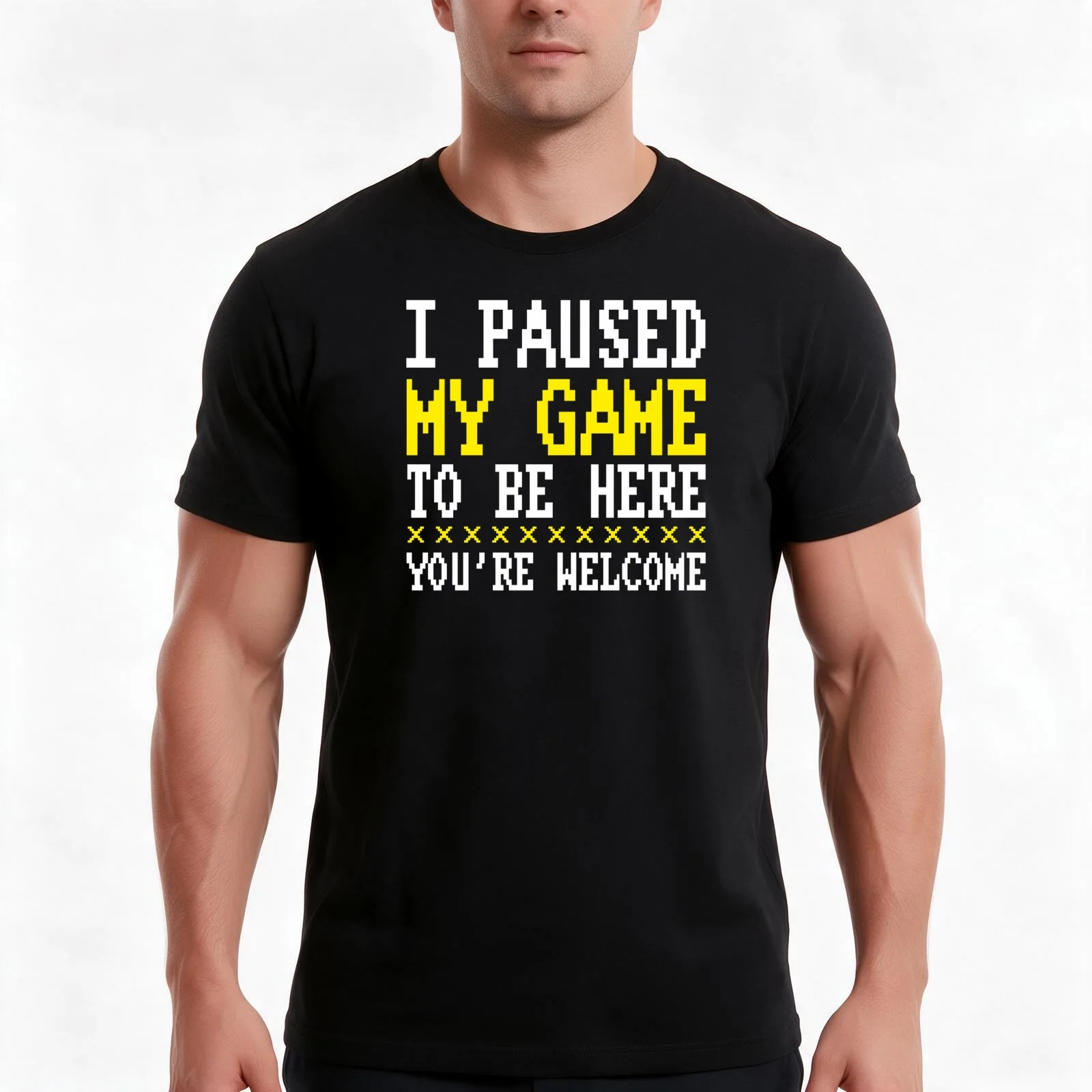 I paused my game to be here You're welcome Old school gamer graphic Men T Shirt printed t shirts for man