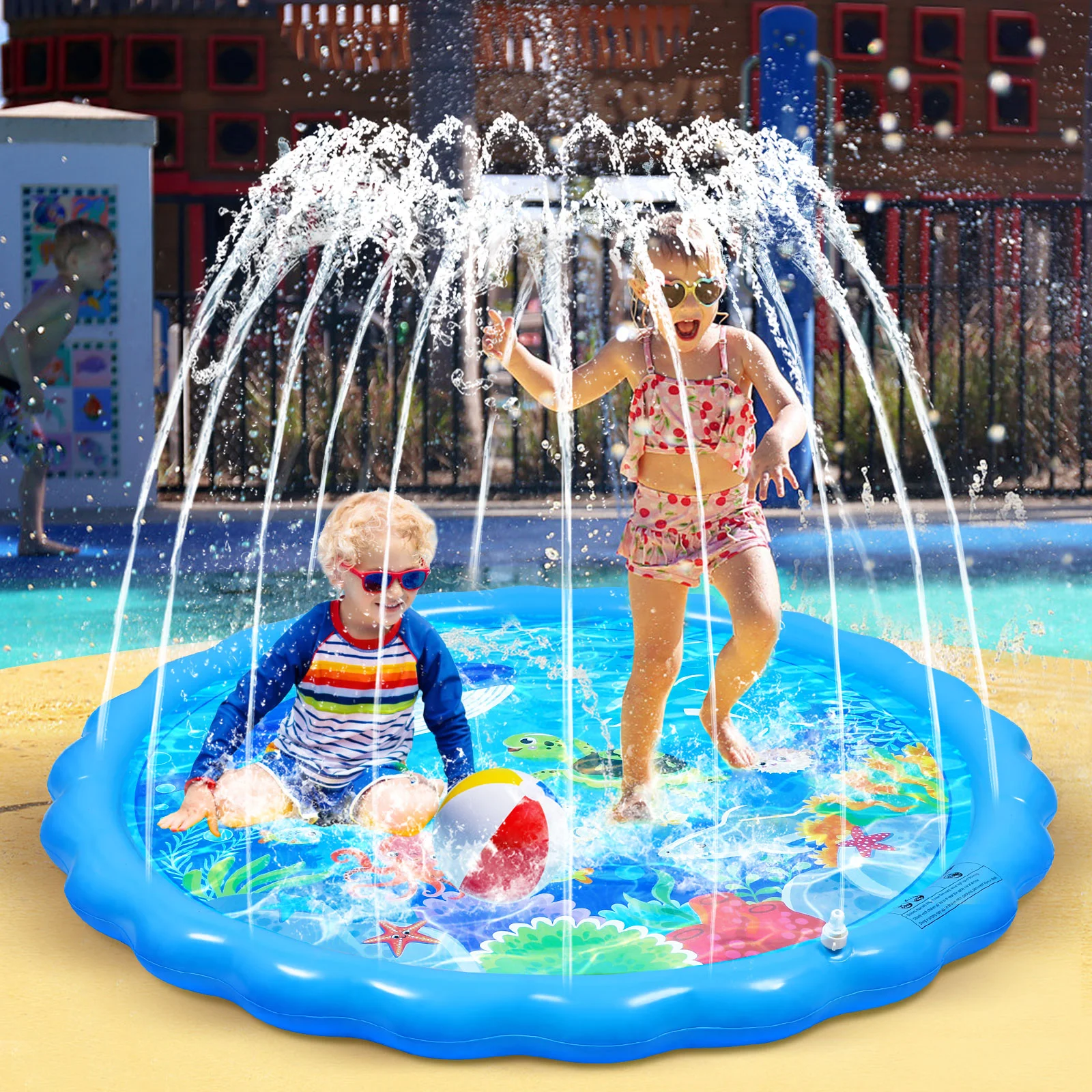 

Water Play Pad Inflatable Toy Toddler Toys Sprinkle Sprinkler for Kids Toddlers Baby