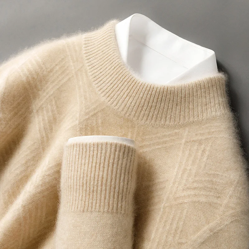 

Fall/Winter 100% Pure Wool Sweater Men's Half-high Neck Men's Cashmere Shirt Loose Large Size Thicken Knitted Bottom Shirt