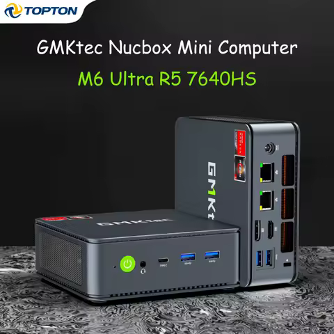 GMKtec Nucbox Mini PC, M6 Ultra R5 7640HS, USB4, 2x DDR5, 2x PCIe, 2x 2.5G LAN, NUC Desktop Gaming Computer Windows 11 WiFi6E