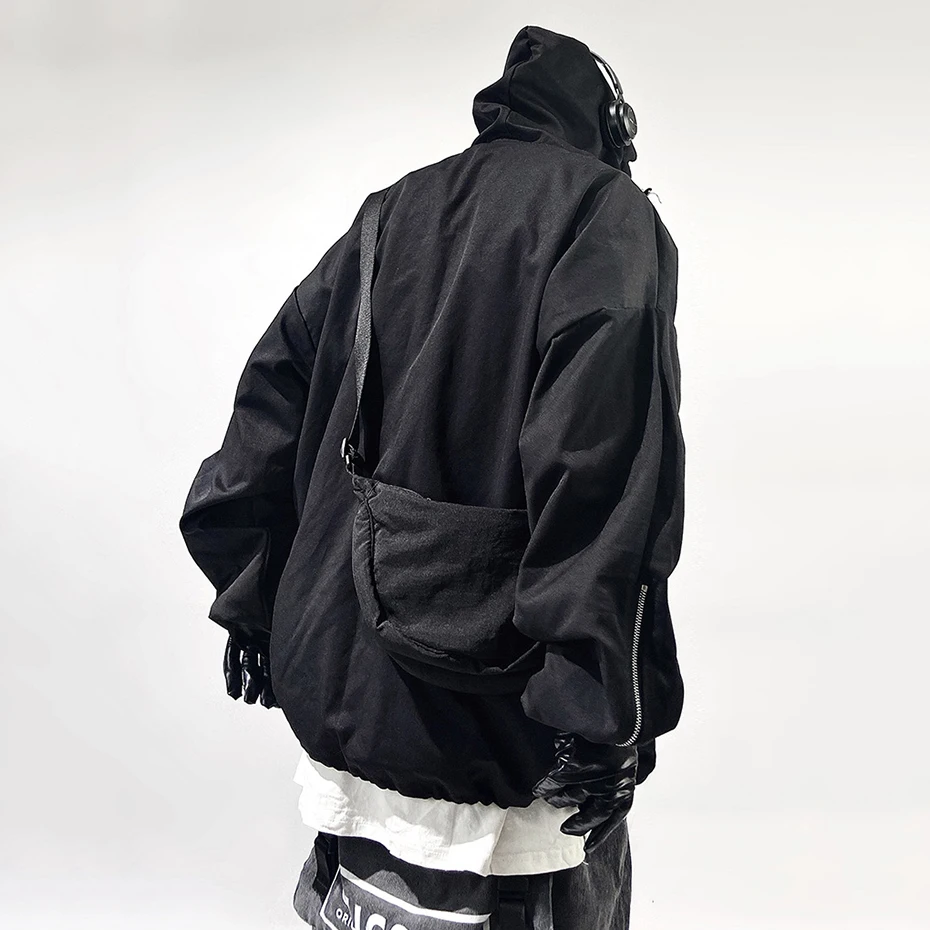 Moda Techwear giacche cappotto Cargo con cappuccio tasche con cerniera Pullover giacca da uomo Hip Hop Harajuku Streetwear giacca uomo oversize