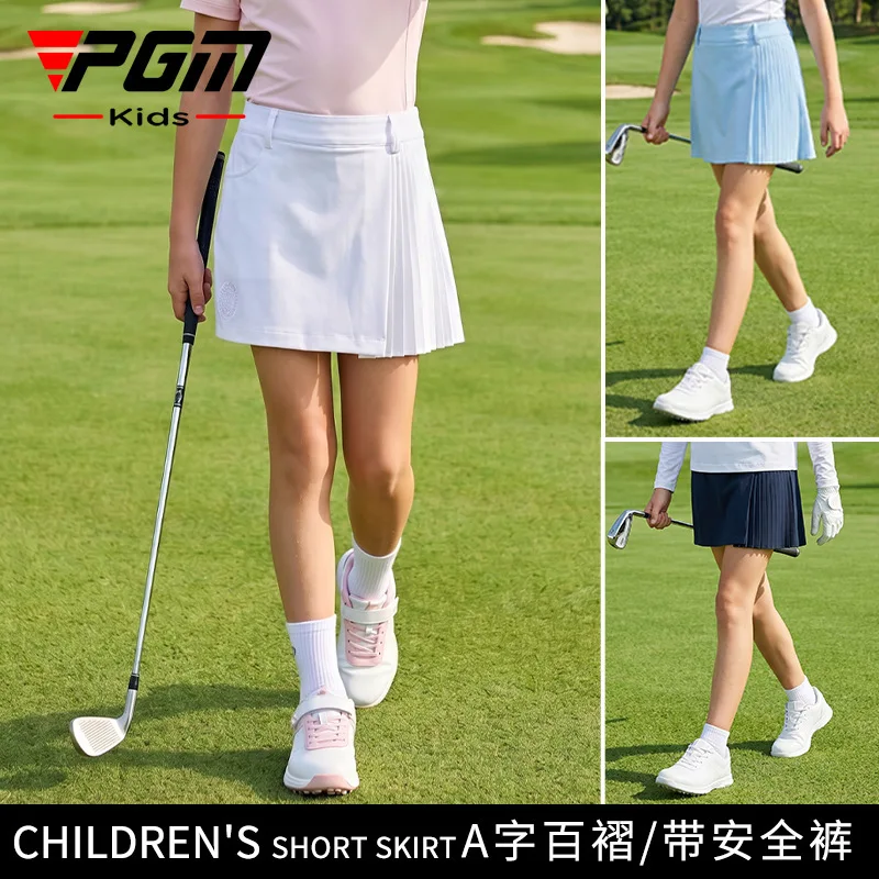 PGM children's golf clothing girls' short skirt pleated summer Korean version fashion A-shaped skirt set children's clothing