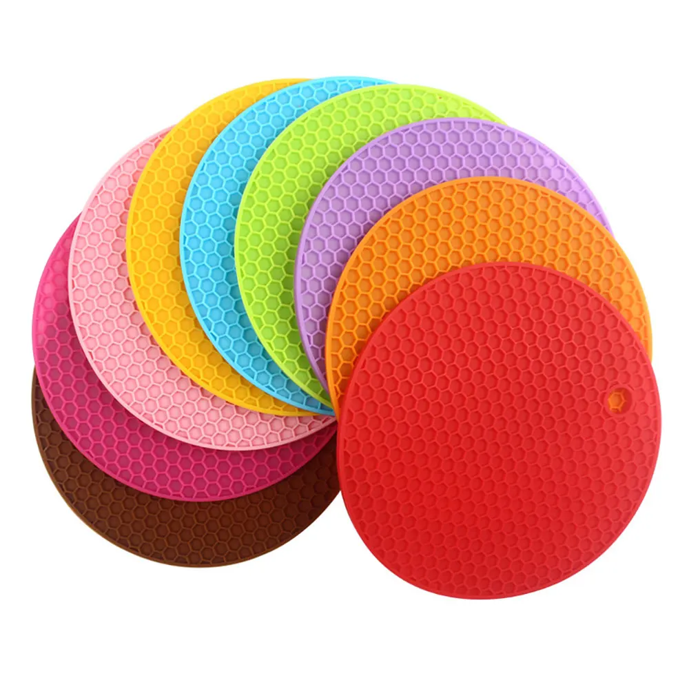 Round Heat Resistant Silicone Honeycomb Mat Drink Cup Coasters Non-slip Pot Holder Table Placemat Kitchen Tools Accessories