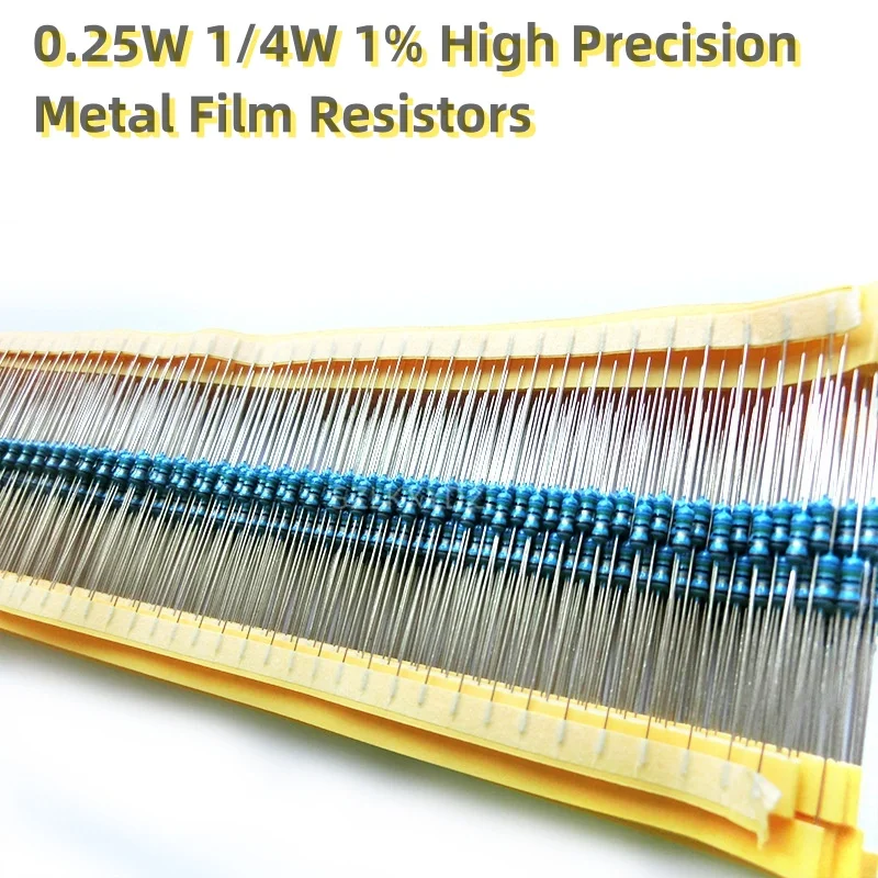 100PCS/LOT 1R to 3.9MOhm 1/4 W  0.25W 1% High Precision Metal Film Resistors 1R 10R 100R 1K 10K  100K 1M