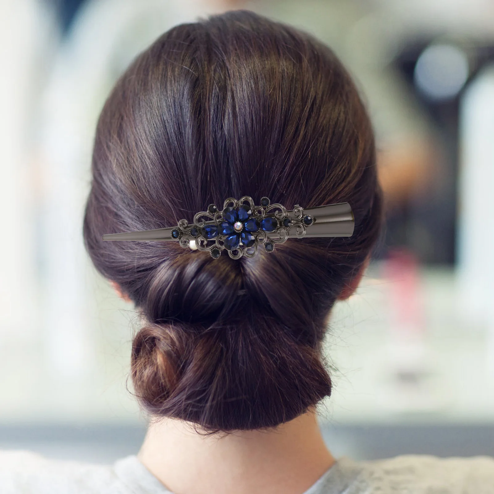 

2pcs Alloy Rhinestone Clips For Women Alligator Hairpin Lightweight Durable Bridal Party Wedding Hair Accessory Duckbill Clip