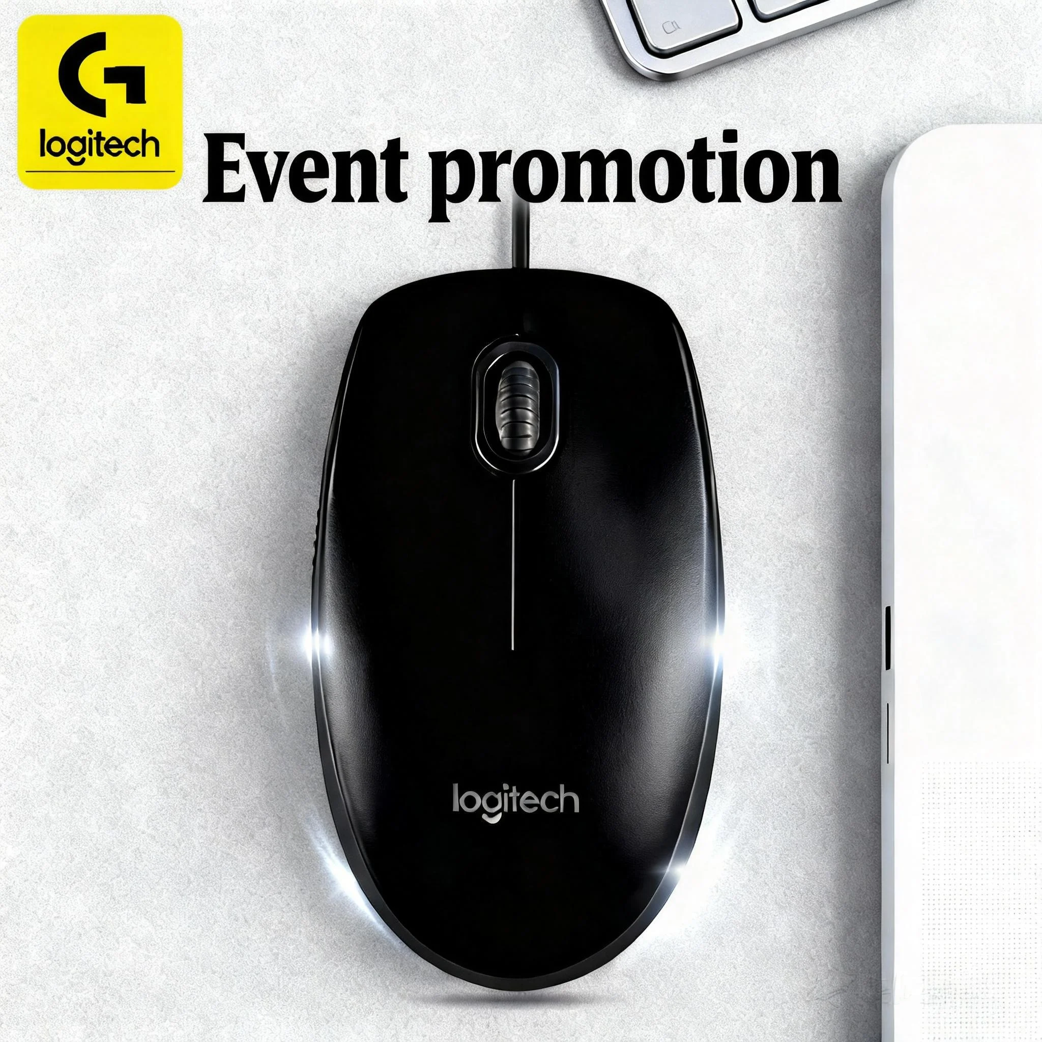 

Logitech M100R wired mouse, a classic M series design, with a black exterior, suitable for home, office, and gaming scenarios.