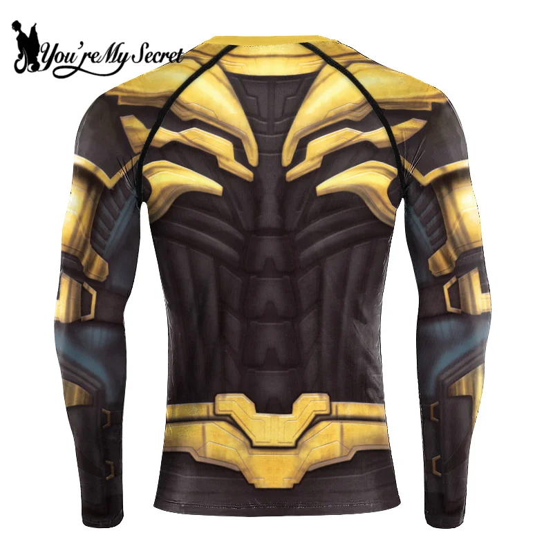 [You\'re My Secret] Superhero Long Sleeve Workout 3D Compression Shirt Comics Cosplay Costume Men\'s Quick Dry Rash Guard Gym Tops