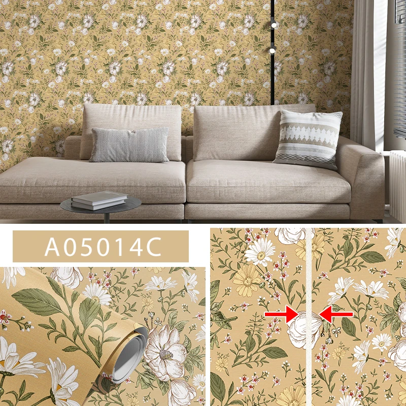 Elegant Bloemen Vinyl Behang Vintage Waterdichte Bloem Home Sticker Decor Zelfklevende Schil En Stok Wallpapers 17.7 "* 118"