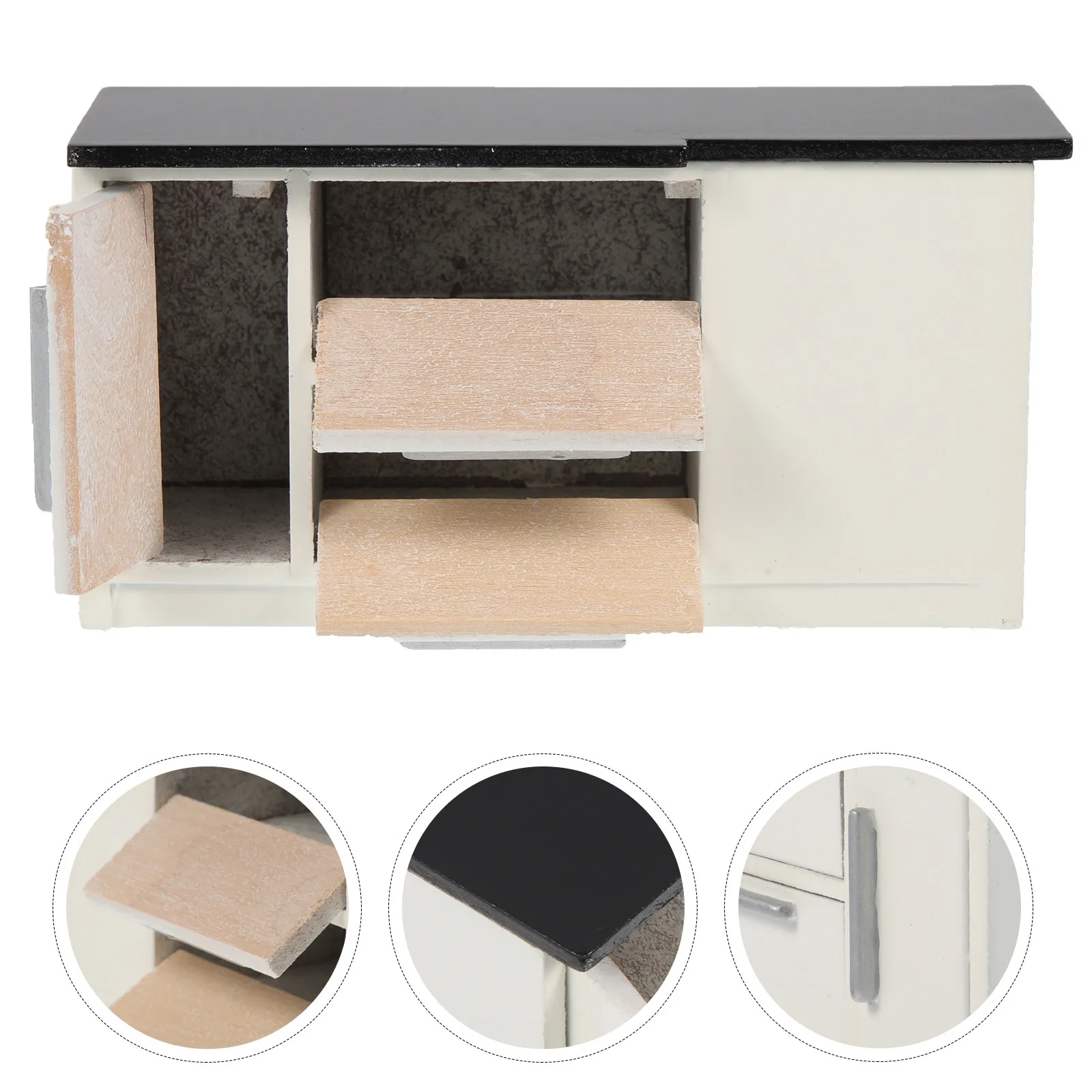

Exquisite Mini Kitchen Cabinet Miniature House Furniture Premium Wood Craft Lifelike Detail Mini House Decoration Accessories