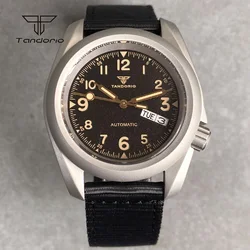 Tandorio 3.8 Date Week Sapphire Crystal NH36 Dive Men's Watch Brushed Luminous 20BAR Mechanical Automatic Wristwatch Nylon Strap