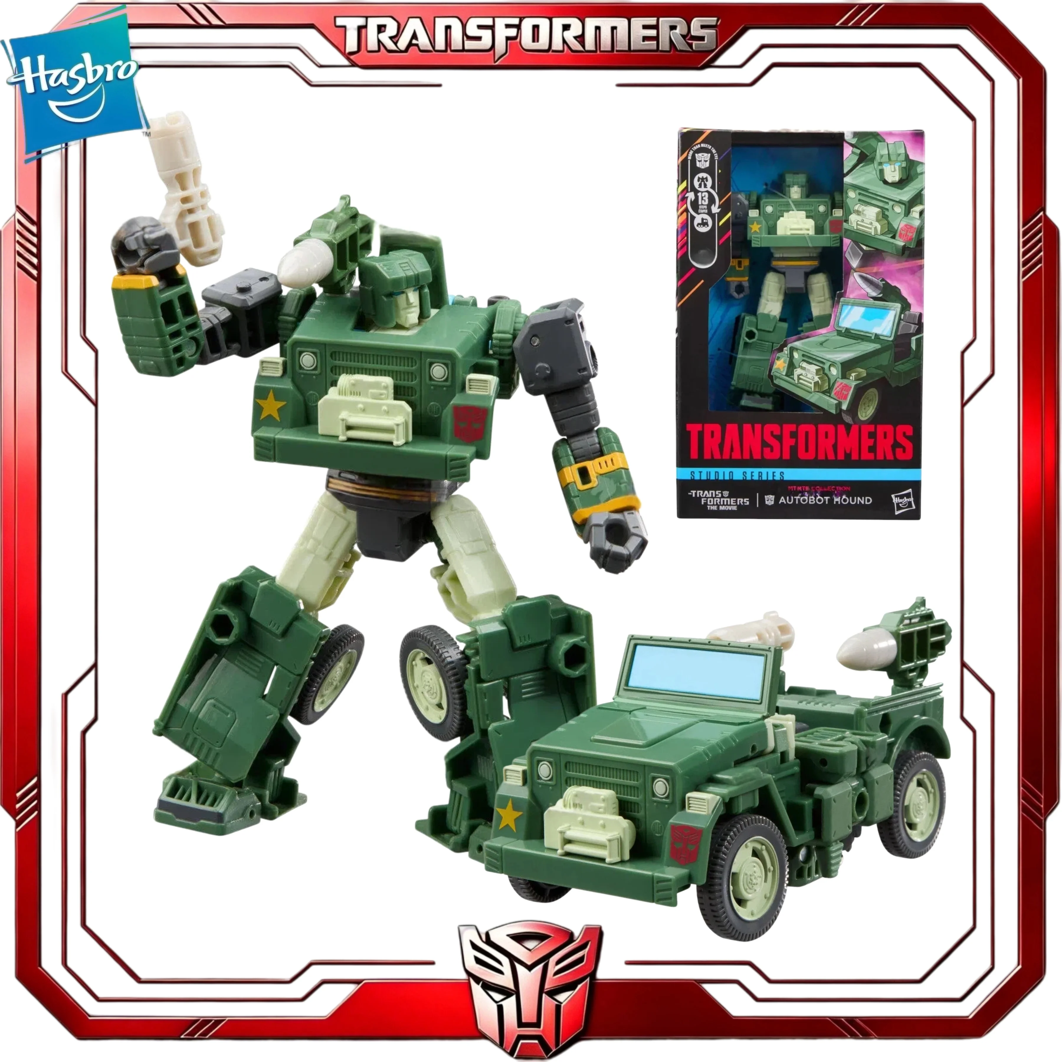 In Stock Transformers Studio Series MTMTE Deluxe Hound Hasbro Autobot The Movie Jeep Collectible Action Figure For Fans