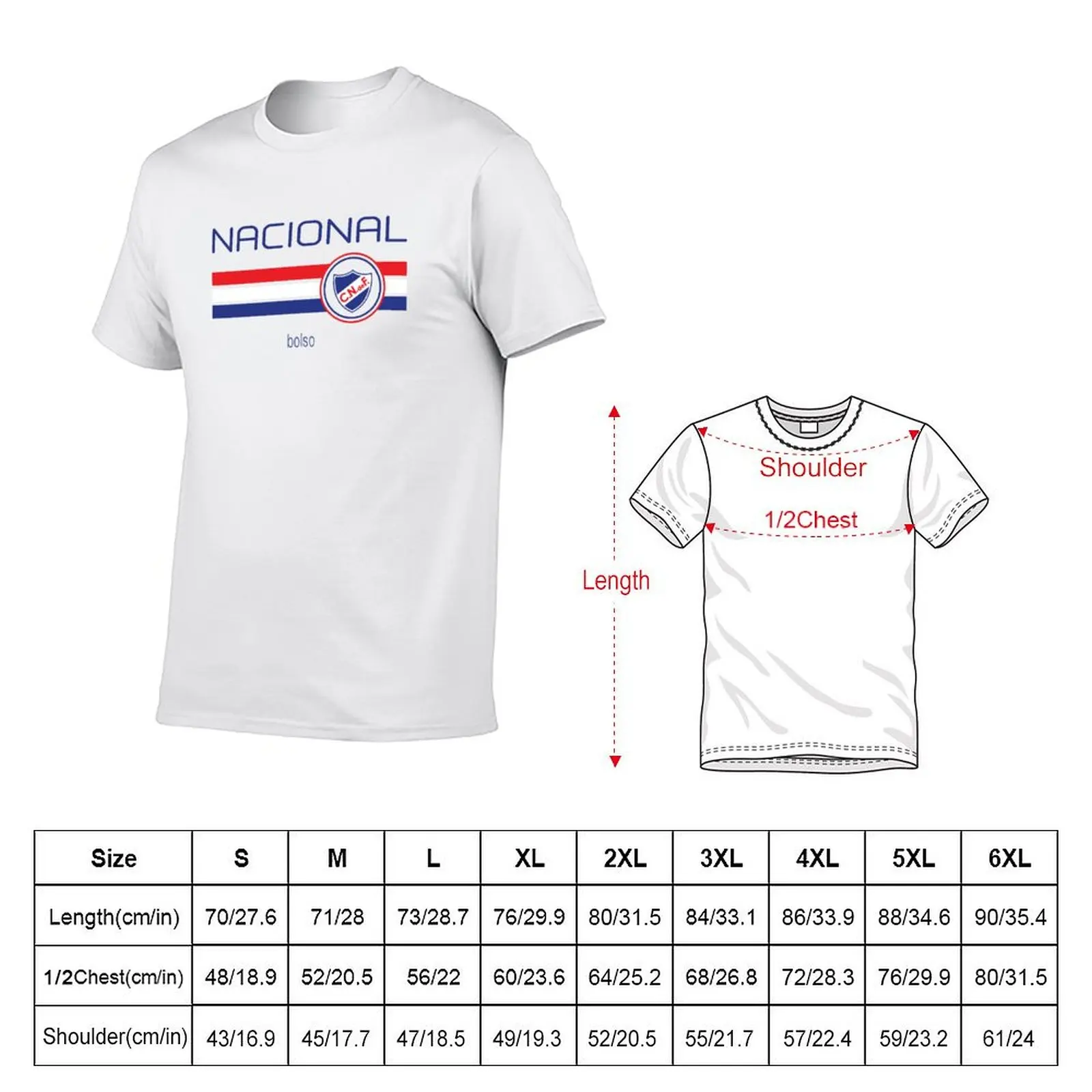 Nacional Primera - Division White) (Home T-Shirt Basic Short Sleeve Cotton Blend T-Shirt
