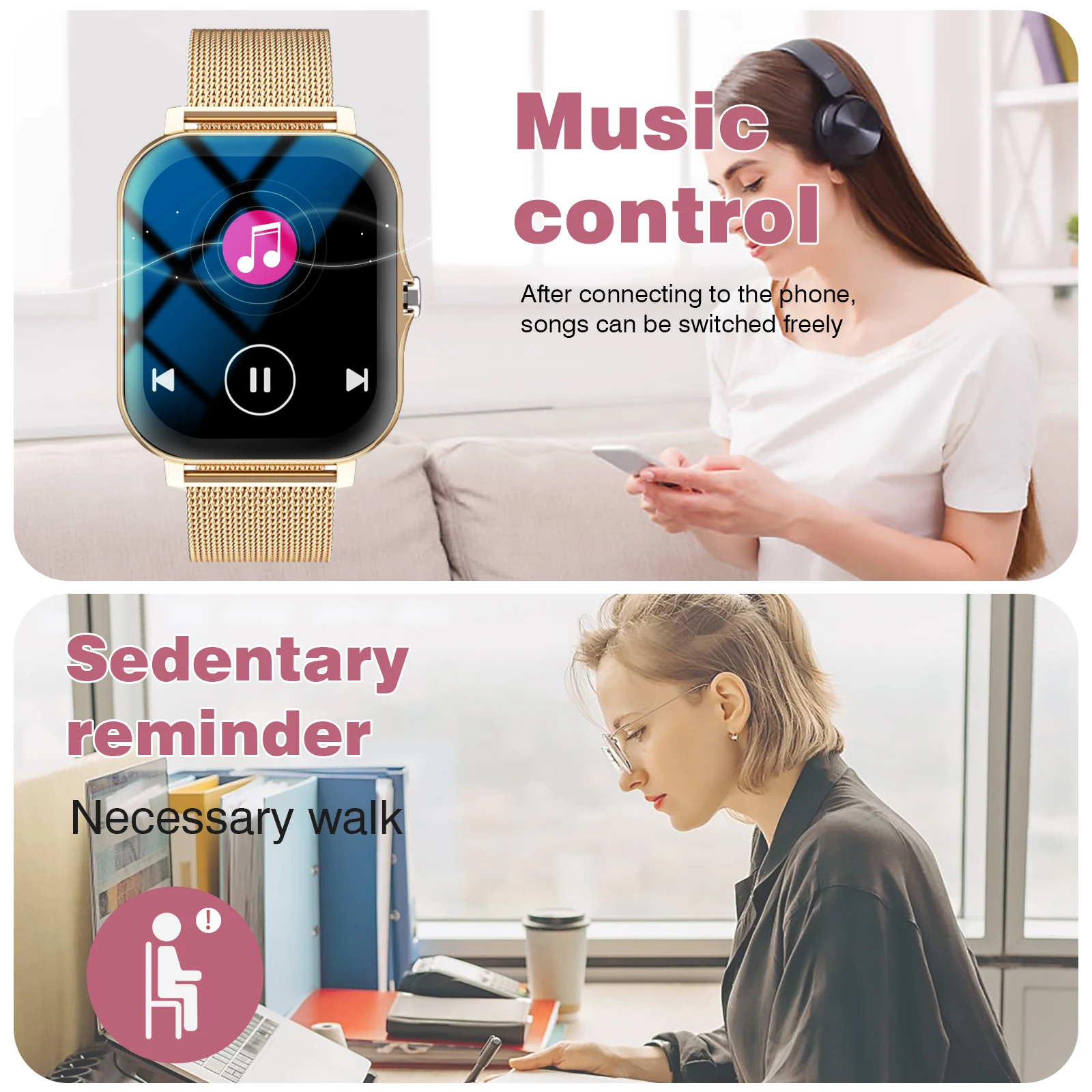 ساعة ذكية بحزام مزدوج مقاس 1.83 بوصة - شاشة عالية الدقة ومكالمات لاسلكية وخلفيات مخصصة. متوافق مع Android/iOS. اللياقة البدنية، التنبيهات، الموسيقى كون