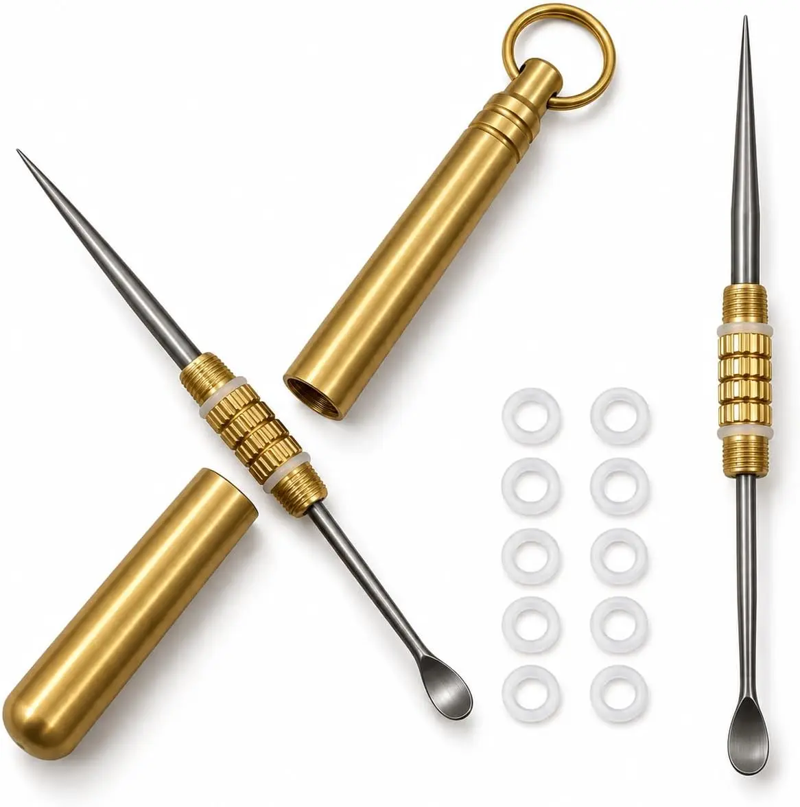 Titanium Outdoor Portable Multifunctional Toothpick Bottle Fruit Fork Camping Tool Toothpick Tube Stronger Than Dental Floss