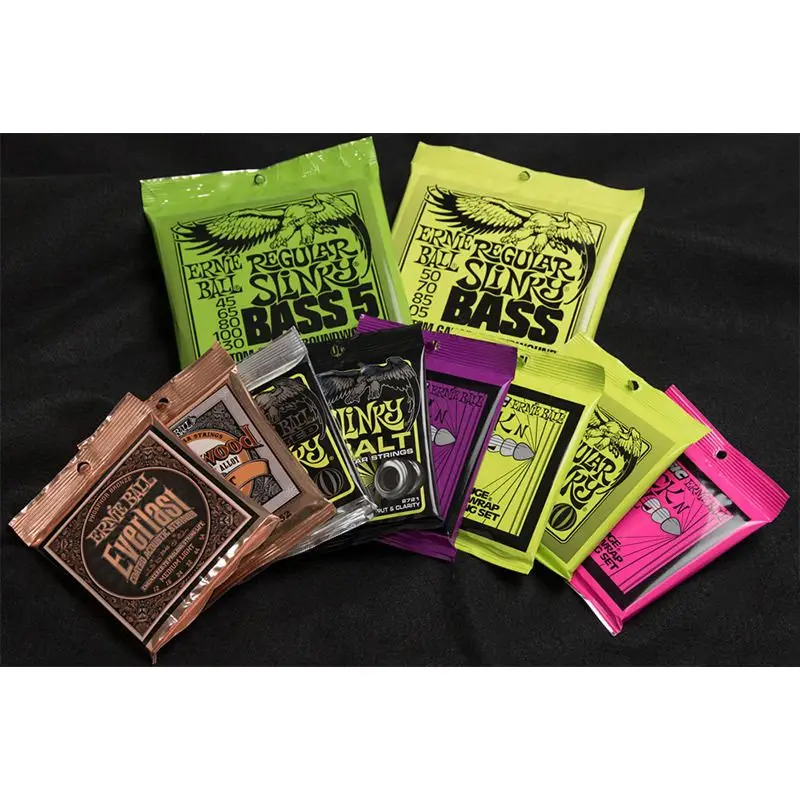 Ernie Ball-cuerdas de Bajo 2833 45-105, cuerda redonda Slinky híbrida para 4 Cuerdas/2836 Regular Slinky 45-130 para bajo eléctrico de 5 cuerdas