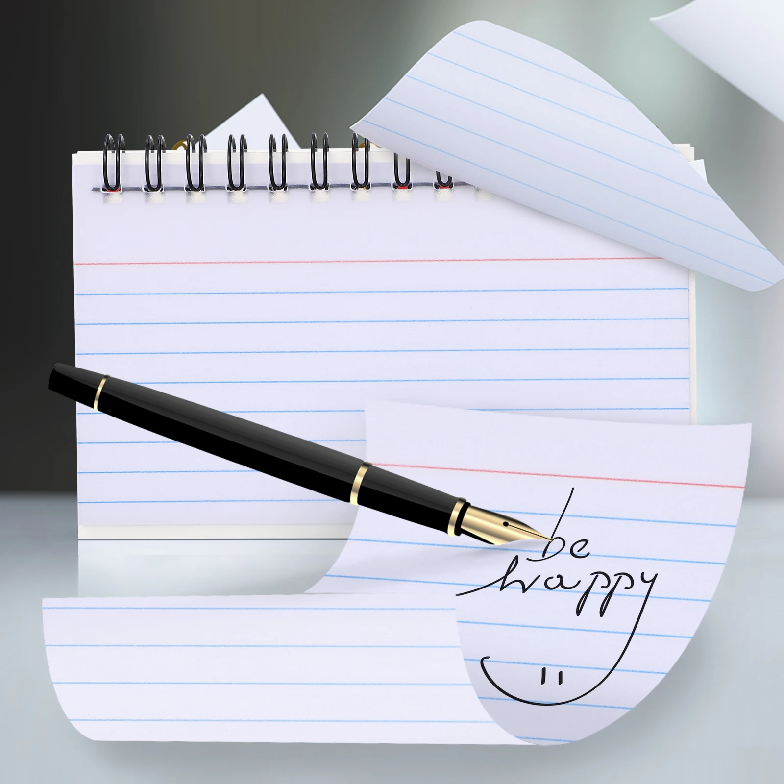 

6Pcs Index Cards Study Cards Colorful Horizontal Lines Metal Ring Binding Notepads for School Office Meeting Learning