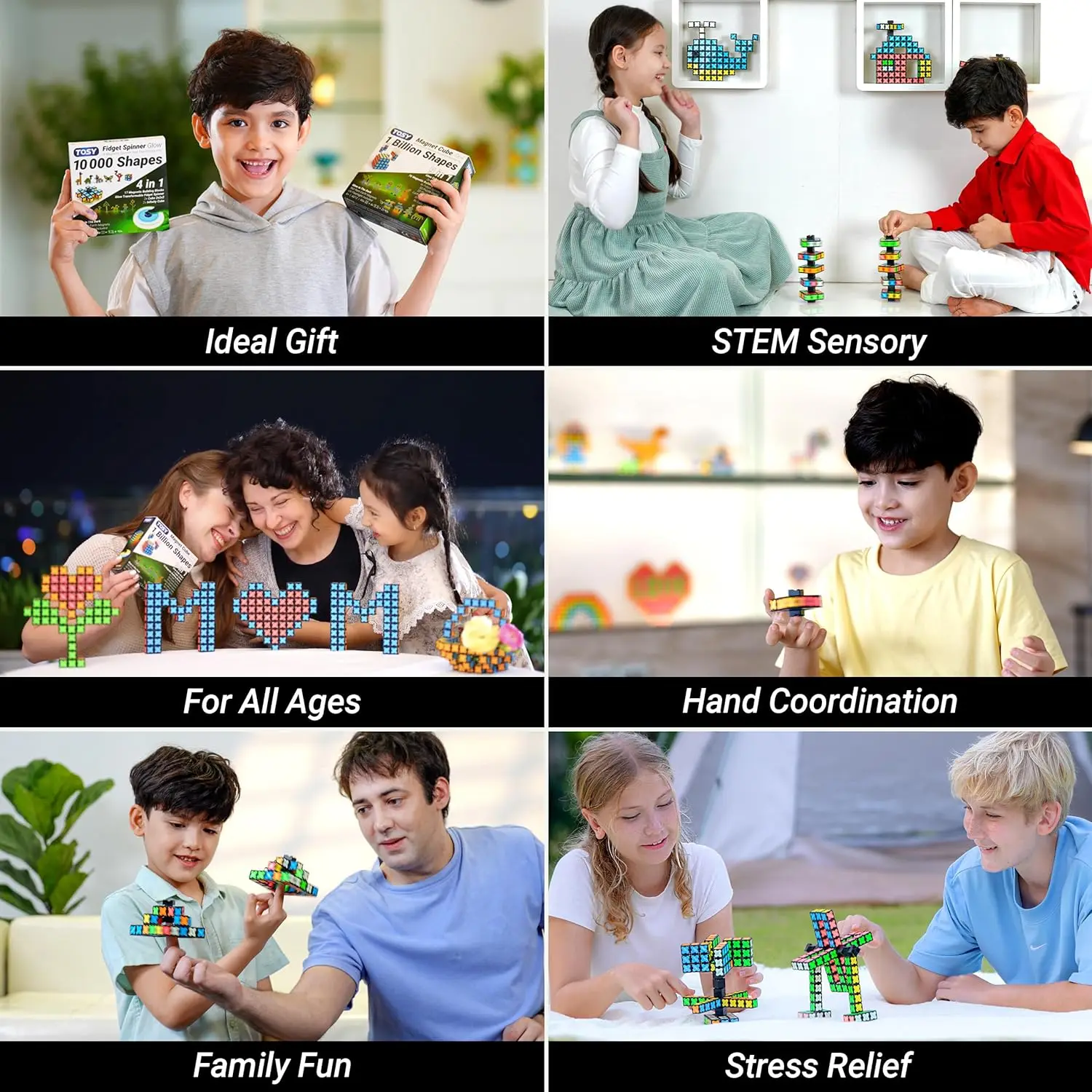 Magnetic Fidget Spinner Toy: Transformable 8-Block Set for Stress Relief, STEM Learning, and Gift Ideas