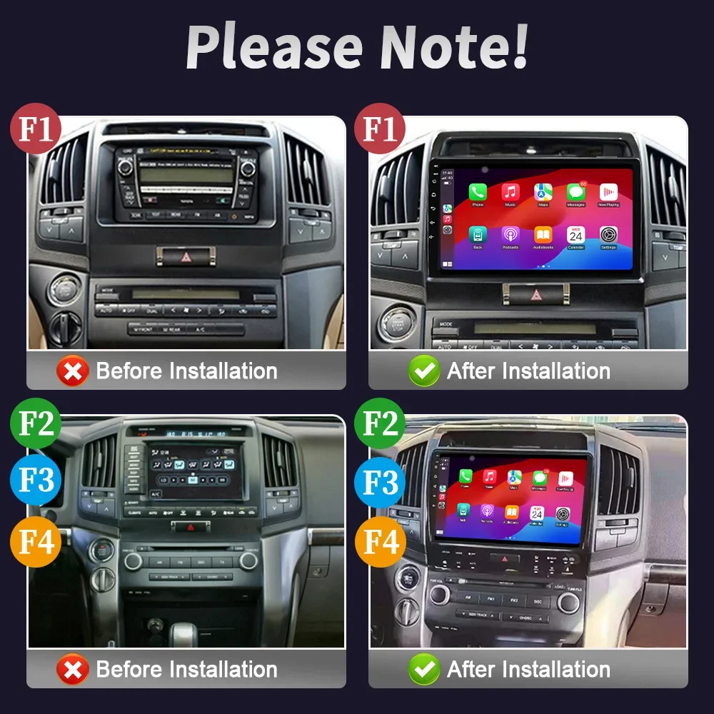 Android 14 For Toyota Land Cruiser 11 200 2007-2015 Car Radio Multimedia Video Player Navigation CarPlay Android 4G GPS Screen