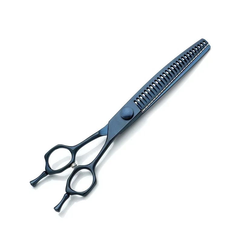 PT-0013 Professional Pet Grooming Scissor Japan vg10 Curved Dog Shear Set Chunker 440c thinner Navy blue Customized Titanium Cat