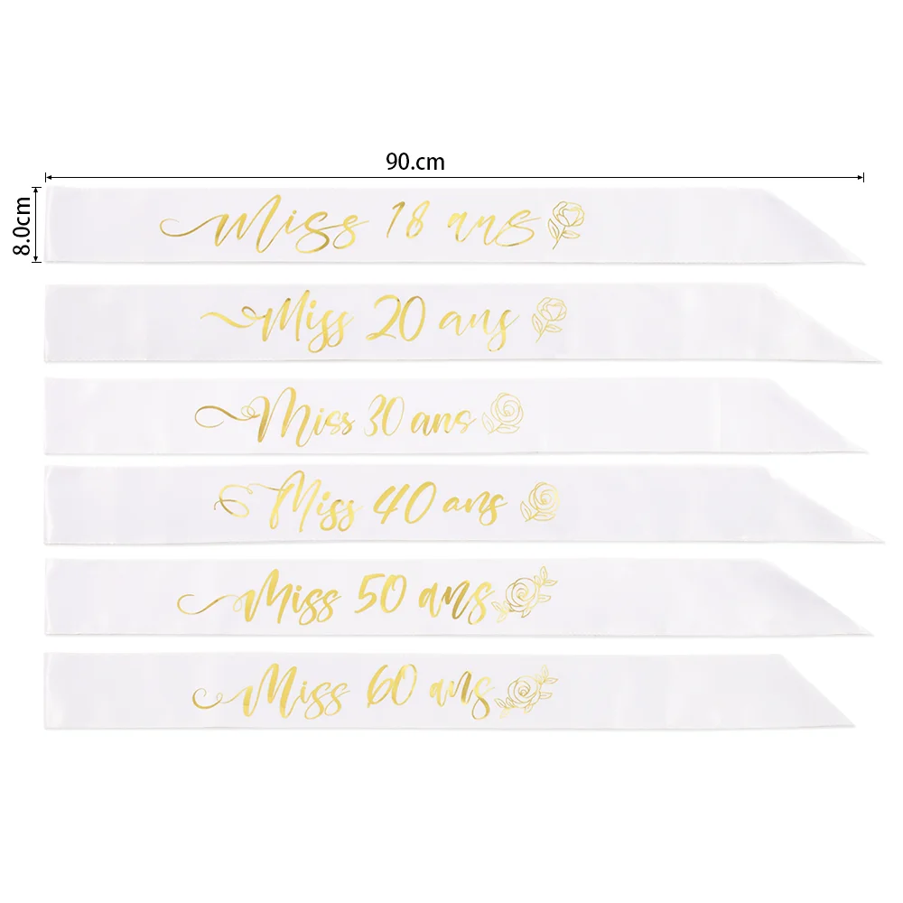 Birthday Sash for Women 18 20 30 40 50 60 TH Birthday Party Decoration (8*90cm)