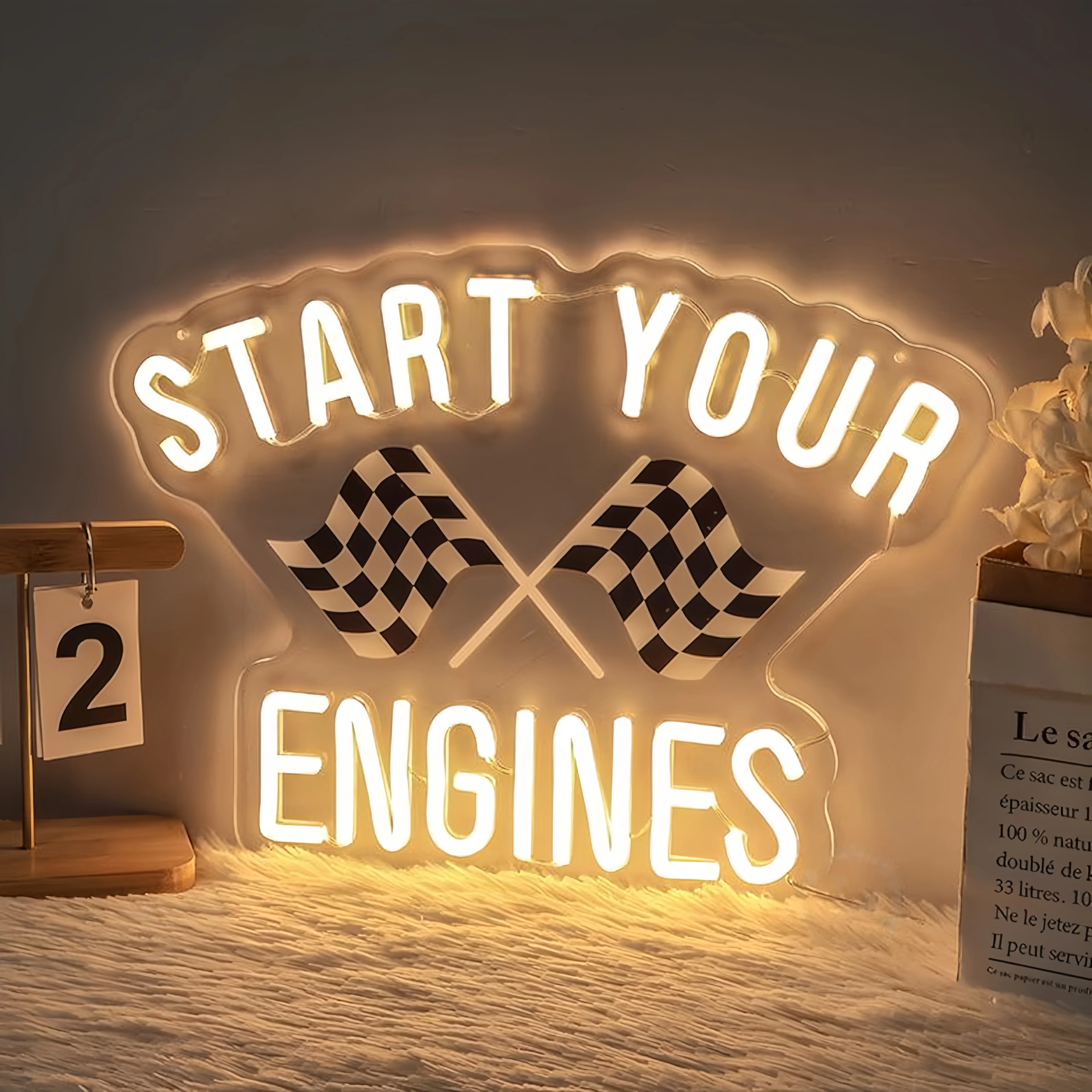 Start your Engines Neon Sign, Checkered Flag Wall Decor, Raceday Sign, Fast Cars Wall Art, Beer Wall Art, Race Car Party Decor