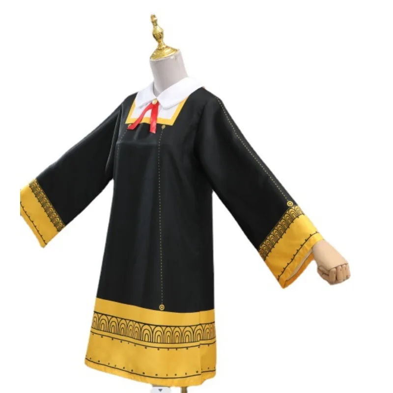 Adults Kids Anime Anya Forger Cosplay Costume Black Dress Wig Suit for Women Girls Role Play Halloween Carnival Party Outfits