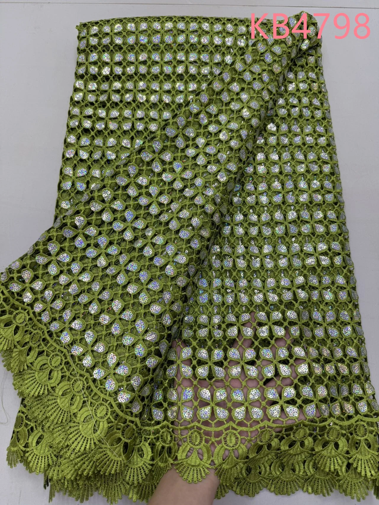 

White Sequins Cord Lace Fabrics African Lace Fabric 5 Yards High Quality 2025 Sequins Tulle Lace Guipure Lace For Sewing KB4798