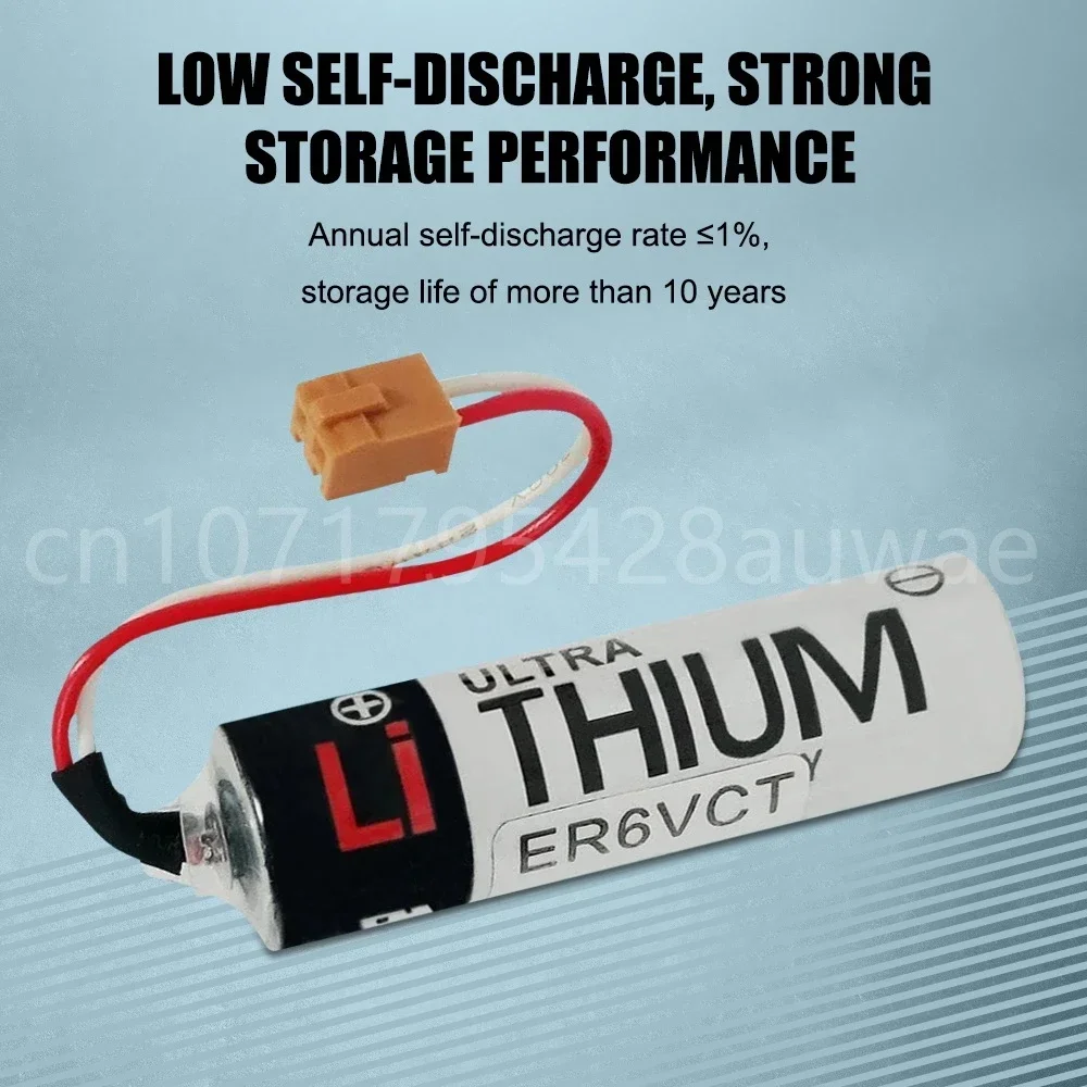 4PCS AA 2000mA 3.6V ER6VCT ER6V ER14500 PLC CNC Lithium Battery With Brown Plugs Connectors