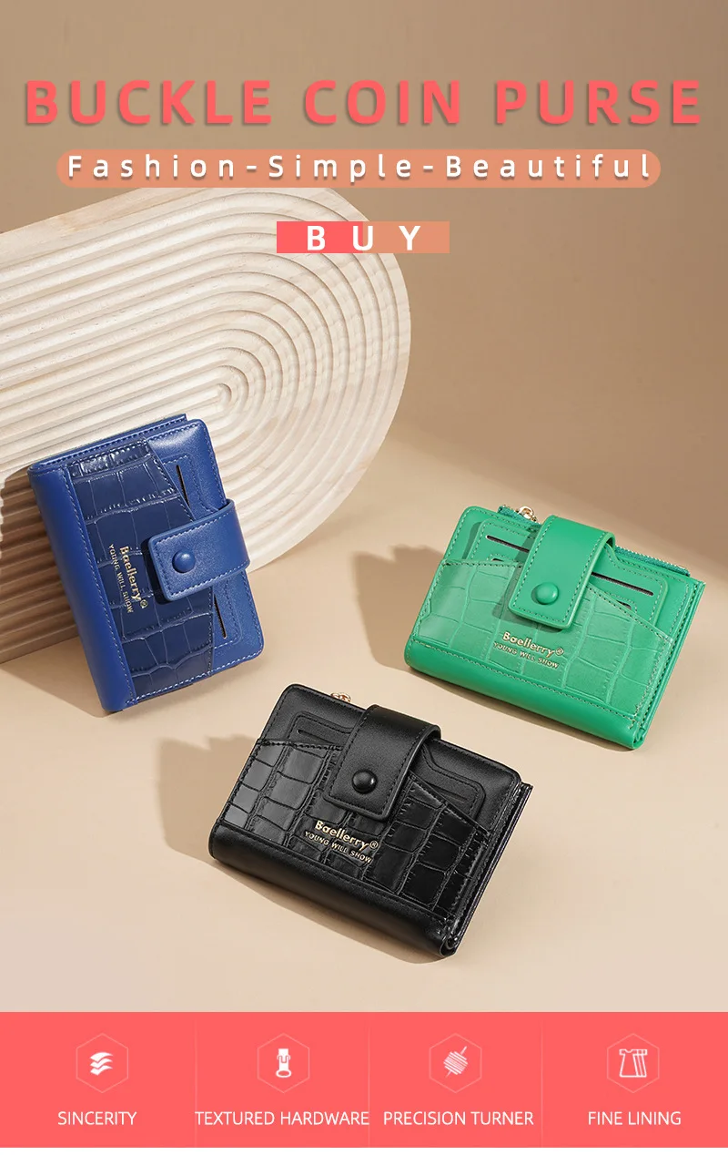 Advanced stone patterned short wallet for women in Europe and America, simple multi slot ultra-thin zipper,portablechange wallet