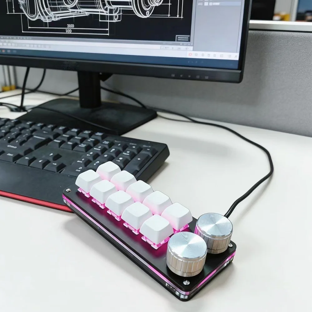 10-Key Multi-Functional Editing Keyboard, 6-Layer Macro Recording, Full-Key Customization, One-Step Operation for Control