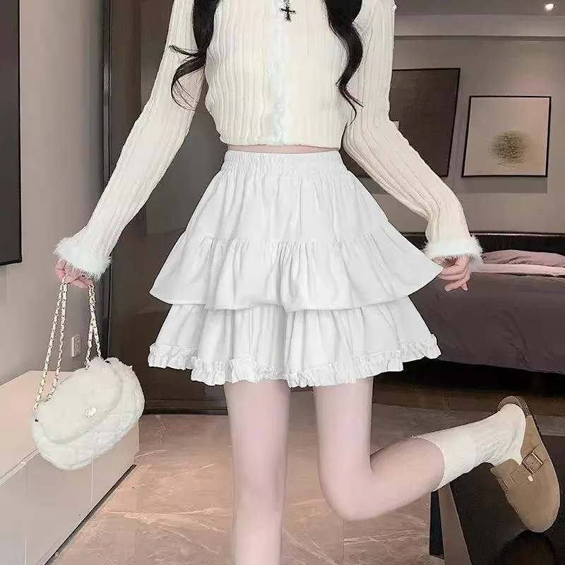 

Korean cuteore Cake Women's skirt high waist women's short white skirt pleated Skirts for women casual mini skirt Woman clothing